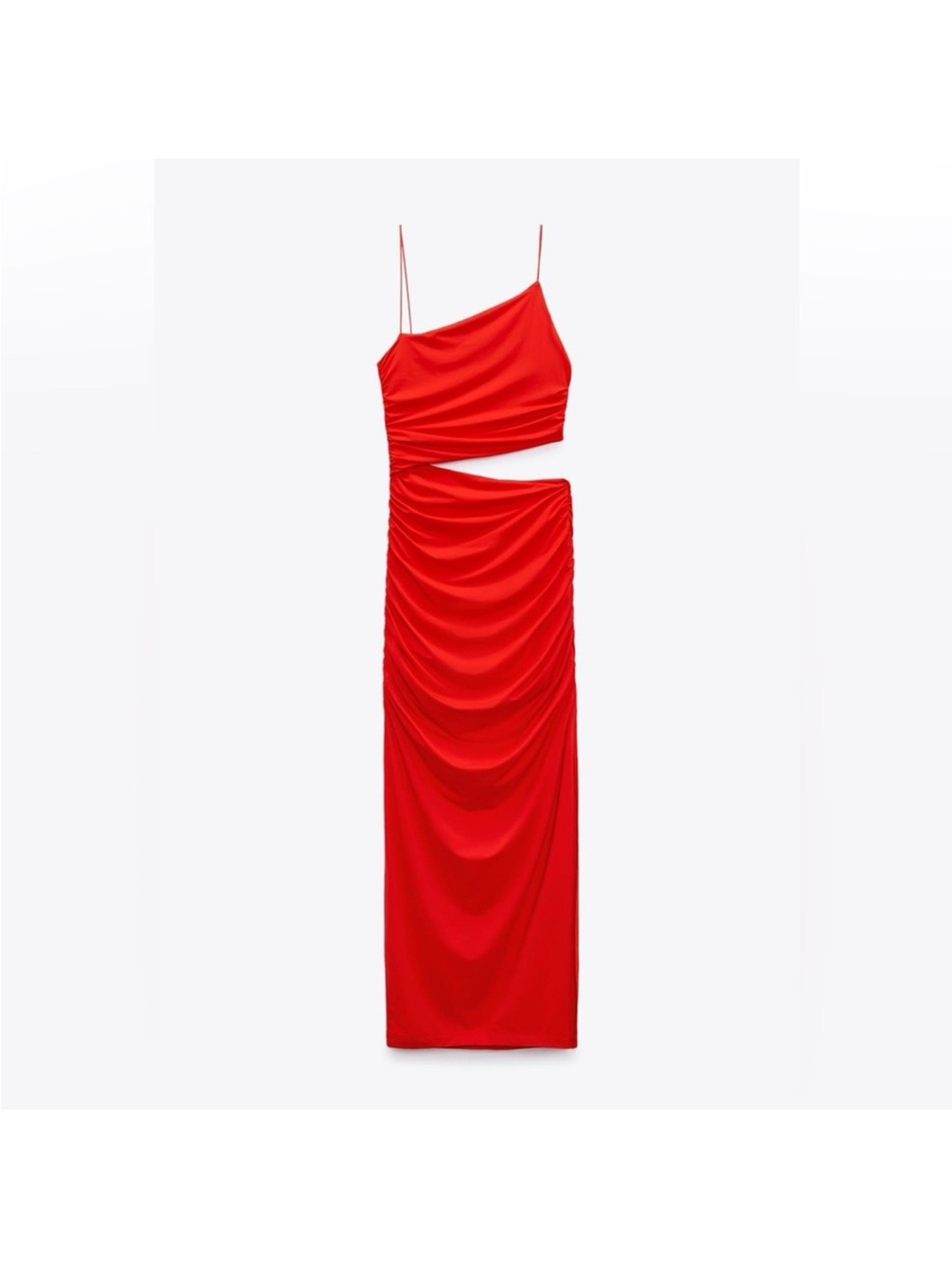 Zara Red Backless Draped Cutout Evening Dress - Picture 2 of 6